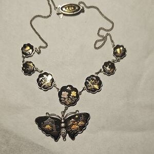 24k Jananese Signed Dramascene Necklace And Bracelet Unique